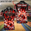 BlueJose Bowling And Pins Flame Break Fiery Demon Graphic Customized Name, Team Name 3D Shirt (4 Colors)