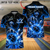 BlueJose Bowling And Pins Reaper Flame Break Pins Customized Name, Team Name 3D Shirt (4 Colors)