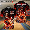 BlueJose Bowling And Pins Reaper Flame Break Pins Customized Name, Team Name 3D Shirt (4 Colors)