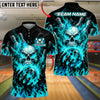 BlueJose Bowling And Pins Skull Inferno Hand Energy Graphic Customized Name, Team Name 3D Shirt (4 Colors)