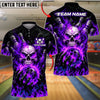 BlueJose Bowling And Pins Skull Inferno Hand Energy Graphic Customized Name, Team Name 3D Shirt (4 Colors)