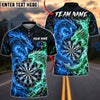 BlueJose Darts Fire And Ice Dragons Flaming Dartboard Graphic Personalized Name, Team Name Unisex Shirt (4 Colors)