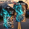 BlueJose Darts Fire And Ice Dragons Explosive Bullseye Graphic Personalized Name, Team Name Unisex Shirt (4 Colors)