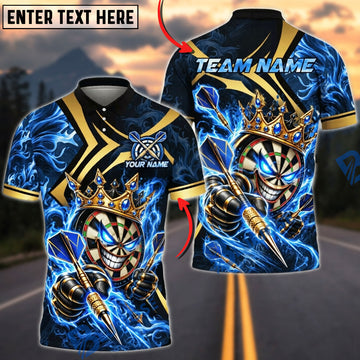 BlueJose Darts Gold Emperor Crown Character Graphic Personalized Name, Team Name Unisex Shirt (4 Colors)
