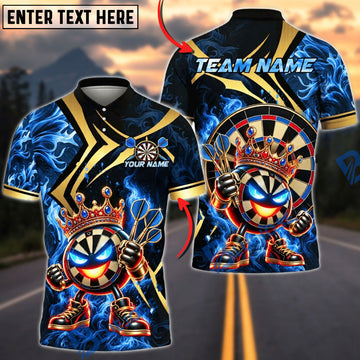BlueJose Darts Gold King Crown Character Graphic Personalized Name, Team Name Unisex Shirt (4 Colors)