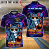 BlueJose Bowling Neon Alley Cat Cartoon Personalized Name, Team Name 3D Shirt
