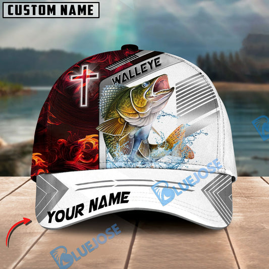 BlueJose Fishing Red Flame With Cross Pattern Personalized Cap (13 Breeds)