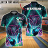 BlueJose Bowling And Pins Neon Strike Customized Name, Team Name 3D Shirt (4 Colors)
