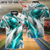 BlueJose Bowling And Pins Abstract Fluid White Customized Name, Team Name 3D Shirt (4 Colors)