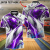 BlueJose Bowling And Pins Abstract Fluid White Customized Name, Team Name 3D Shirt (4 Colors)