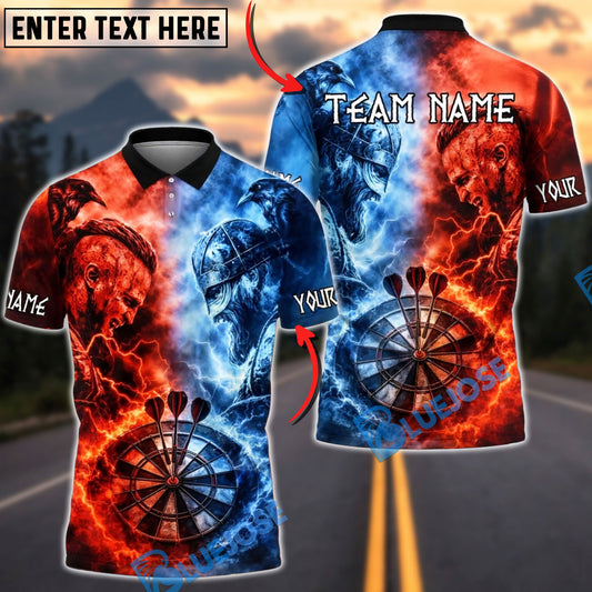BlueJose Darts Viking Battle Lightning Multicolor Options Personalized Name Shirt (4 Colors)