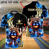 BlueJose Bowling & Pins Royal Fire King Smoke High Customized Name, Team Name 3D Shirt (4 Colors)