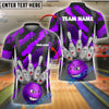 BlueJose Bowling And Pins Furious Strike Customized Name, Team Name 3D Shirt (4 Colors)