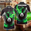 BlueJose Billiards Flaming Wings 8-Ball Personalized Name Shirt (4 Colors)