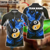 BlueJose Billiards Flaming Wings Yin-Yang 8 & 9 Ball Personalized Name Shirt (4 Colors)