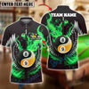 BlueJose Billiards Flaming Wings Yin-Yang 8 & 9 Ball Personalized Name Shirt (4 Colors)