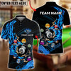 BlueJose Billiards Fire Flame Lightning 8 Ball Pool Customized Name, Team Name 3D Shirt (4 Colors)
