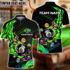 BlueJose Billiards Fire Flame Lightning 8 Ball Pool Customized Name, Team Name 3D Shirt (4 Colors)