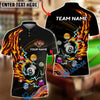 BlueJose Billiards Fire Flame Lightning 8 Ball Pool Customized Name, Team Name 3D Shirt (4 Colors)