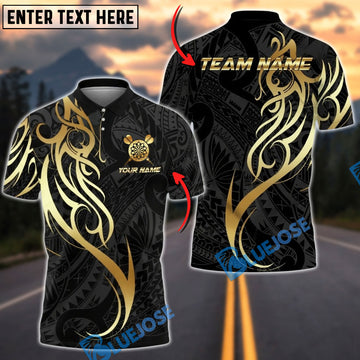 BlueJose Darts Sport Golden Tribal Crown Personalized Name, Team Name Unisex Shirt (4 Colors)