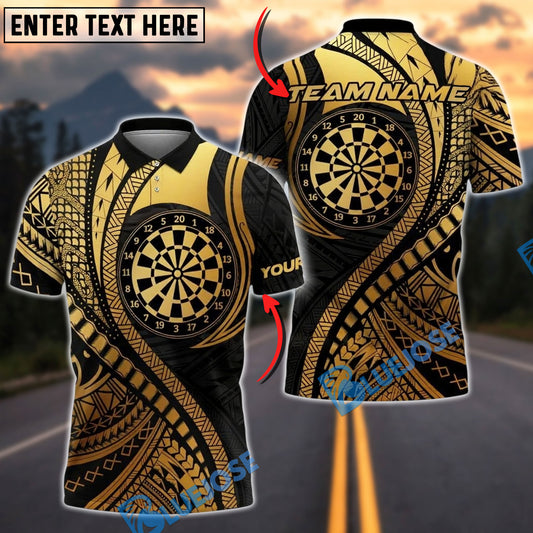 BlueJose Darts Sport Polynesian Tribal Target Mandala Personalized Name, Team Name Unisex Shirt (4 Colors)
