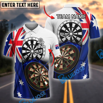 BlueJose Darts Australian Flag Dartboard Style Personalized Name, Team Name Shirt