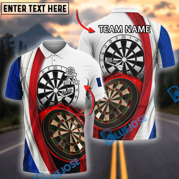 BlueJose Darts French Flag Dartboard Style Personalized Name, Team Name Shirt