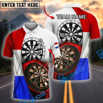 BlueJose Darts Netherlands Flag Dartboard Style Personalized Name, Team Name Shirt