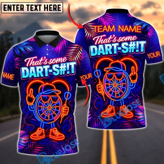BlueJose Darts Neon Bull’s-Eye Dart-Shit Attitude Personalized Name Shirt