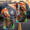 BlueJose Darts American Flag Lion Grunge Patriotic Personalized Name, Team Name Shirt (4 Colors)