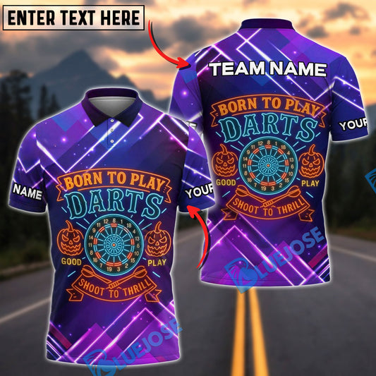 BlueJose Darts Born to Play Darts Personalized Name, Team Name Shirt