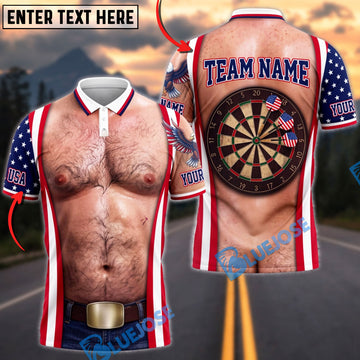 BlueJose Darts Funny Body American Flag Dartboard Eagle Sleeve Mankini Personalized Name Shirt