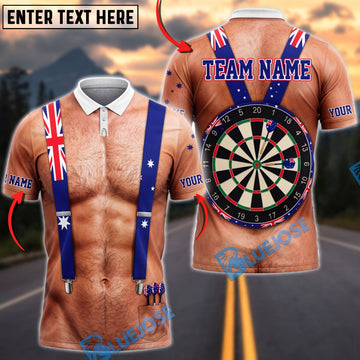 BlueJose Darts Funny Body UK Flag Suspenders Dartboard Mankini Personalized Name Shirt