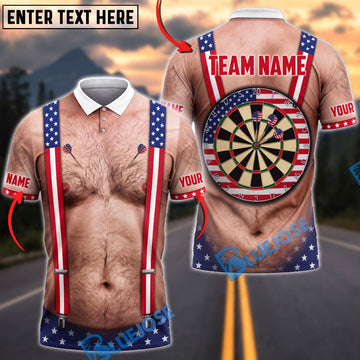 BlueJose Darts Funny Body American Flag Suspenders Dartboard Mankini Personalized Name Shirt