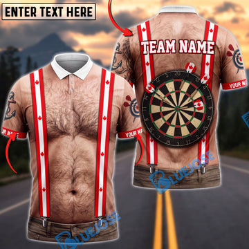 BlueJose Darts Funny Body Red Suspenders Dartboard Canadian Flag Mankini Personalized Name Shirt