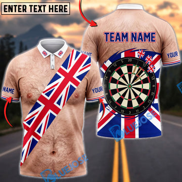 BlueJose Darts Funny Body UK Flag Sash Dartboard Mankini Personalized Name Shirt