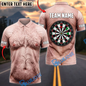 BlueJose Darts Funny Hairy Chest Minimal Dartboard Mankini Personalized Name Shirt
