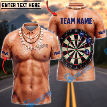 BlueJose Darts Muscular Body Hawaiian Classic Dartboard Mankini Personalized Name Shirt