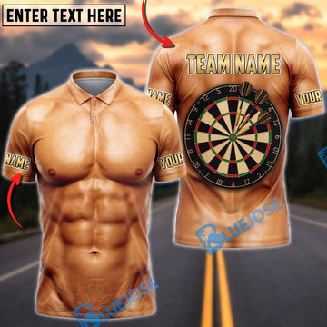 BlueJose Darts Golden Six Pack Body Classic Dartboard Mankini Personalized Name Shirt