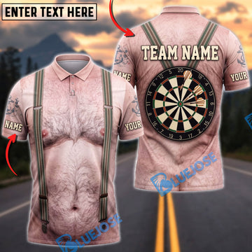 BlueJose Darts Hairy Body Suspenders Classic Dartboard Mankini Personalized Name Shirt