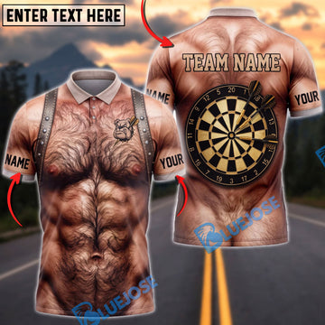 BlueJose Darts Tattooed Muscular Body Classic Dartboard Mankini Personalized Name Shirt