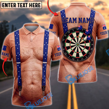 BlueJose Darts Australia Flag Suspenders Dartboard Mankini Personalized Name Shirt