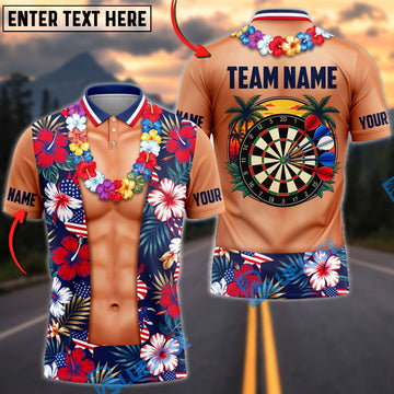 BlueJose Darts Hawaiian Floral Shirt Dartboard Mankini Personalized Name Shirt