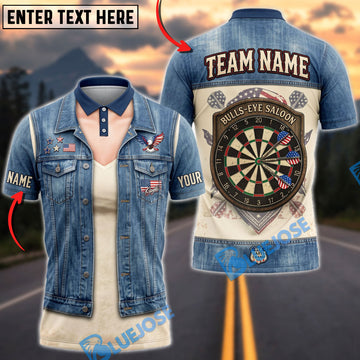 BlueJose Darts Cowgirl Denim Vest Dartboard Dartboard American Flag Mankini Personalized Name Shirt