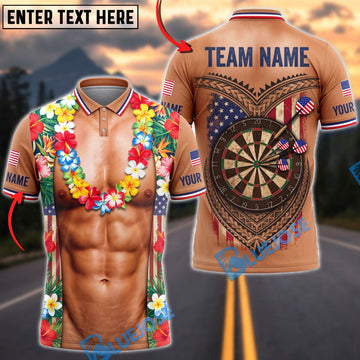 BlueJose Darts Hawaiian Floral Muscular Body Dartboard American Flag Mankini Personalized Name Shirt