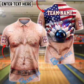 BlueJose Bowling Funny Pale Body Belt Waist American Flag Mankini Customized Name, Team Name 3D Shirt