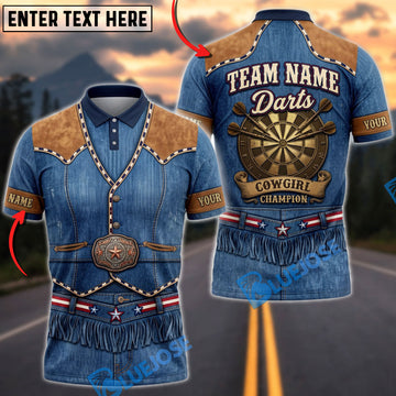 BlueJose Darts Western Cowgirl Denim Shirt Style Dartboard Mankini Personalized Name Shirt