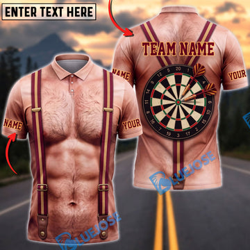 BlueJose Darts Muscular Body Suspenders Dartboard Red Yellow Mankini Personalized Name Shirt