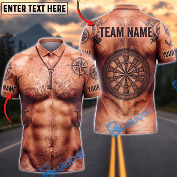 BlueJose Darts Tattooed Muscular Body Dartboard Mankini Personalized Name Shirt