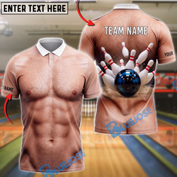 BlueJose Bowling Muscular Body Mankini Customized Name, Team Name 3D Shirt
